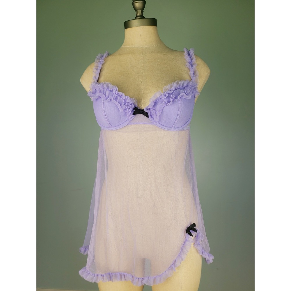Y2K Victoria's Secret 34B Babydoll Lilac Purple Ruffles Fairycore Whimsy It Girl